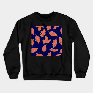 Leaves Pattern - Red and Mustard on Navy Crewneck Sweatshirt